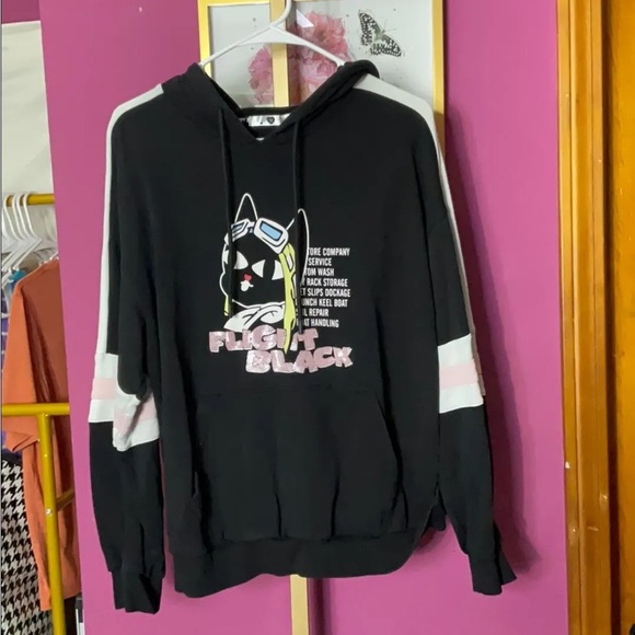 Tops - Flight Black Graphic Hoodie